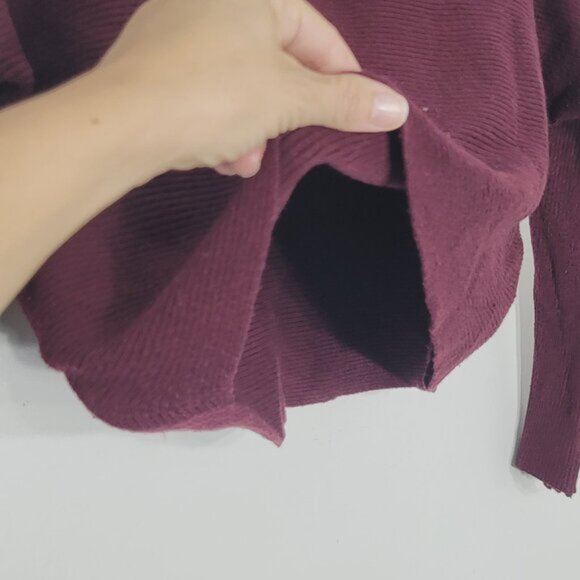 Philosophy Burgundy Long Sleeve Ribbed Turtleneck Cropped Knit Sweater Large - Picture 4 of 9